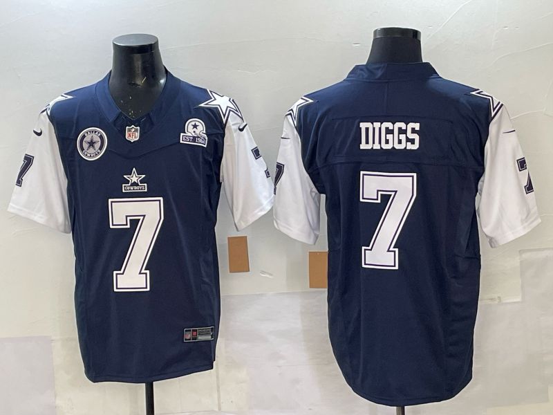 Men 2025 Nike Dallas Cowboys #7 Diggs Drak Blue 4th generation Limited NFL Jersey 03